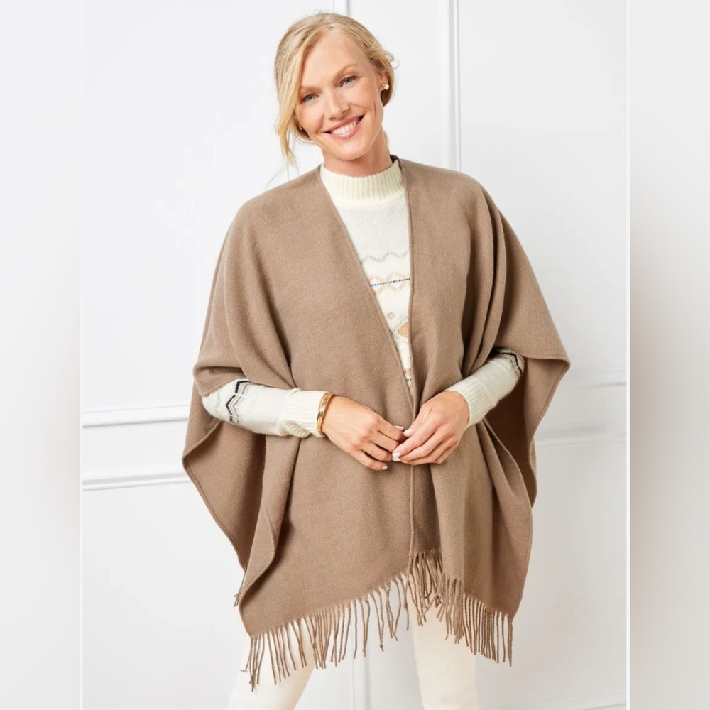 NWT Talbots Camel wool/viscose poncho